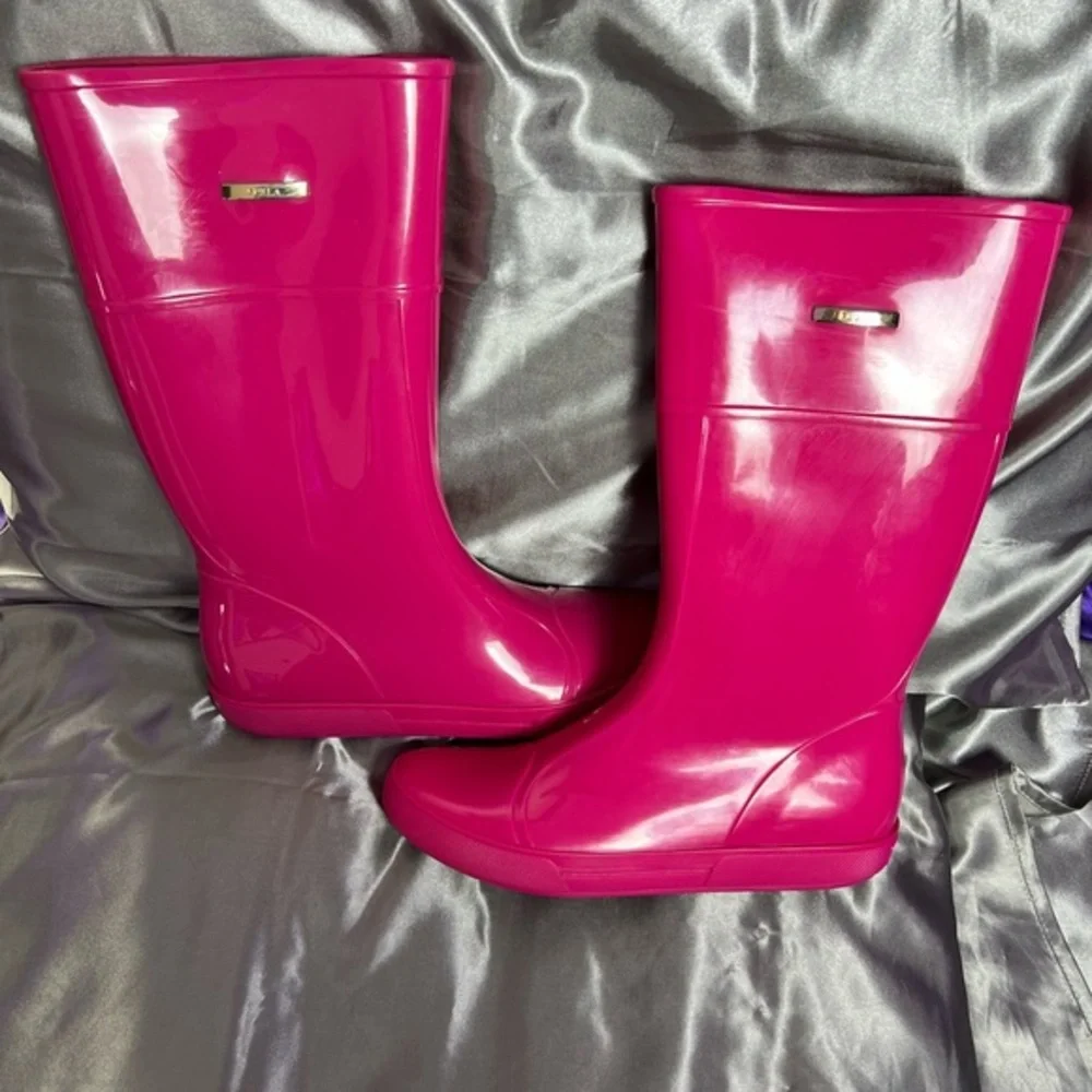 Furla Tall Rain Boots Women’s‎ Size 10.5 Pink Rubber Waterproof Gardening Preppy